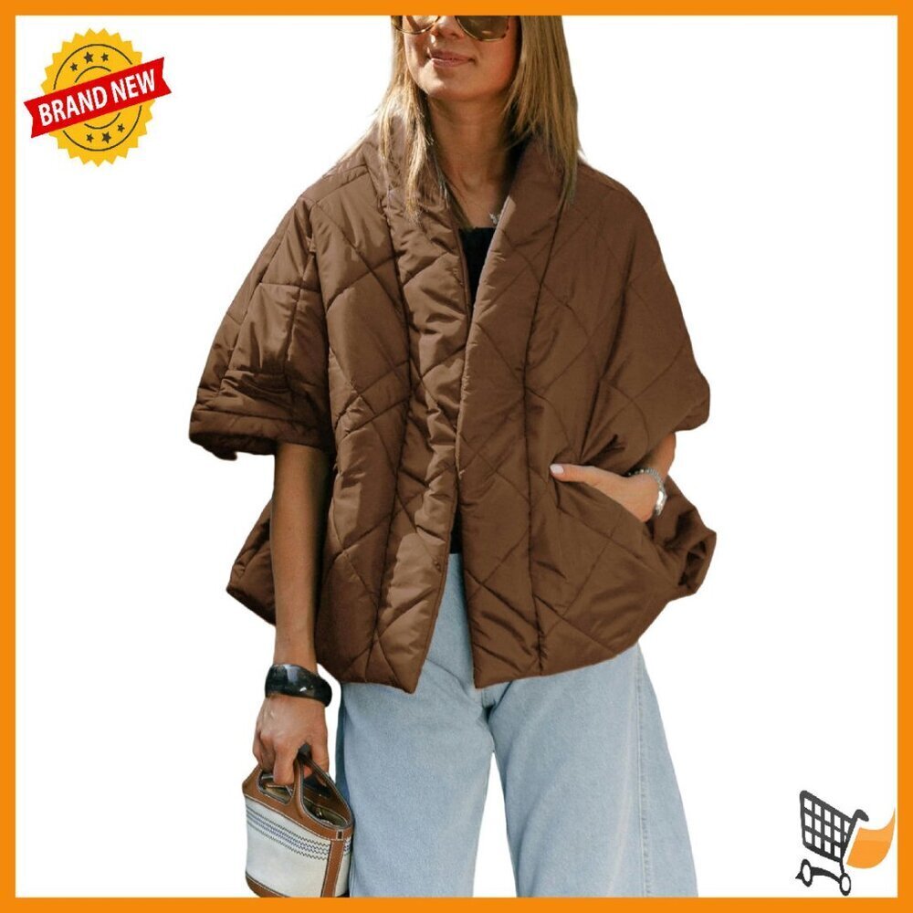 Oversized Puffer Vest with Pockets, Lightweight Quilted Winter Outerwear